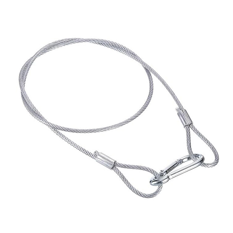 Stainless Steel Safety Cable  Flexible Security Wire Rope Lock Double Loops with Hook for Stage Lighting Luggage, Silver