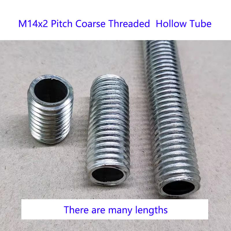 M14x2 threaded hollow pipe coarse thread tube bar, Center hole to pass wires through