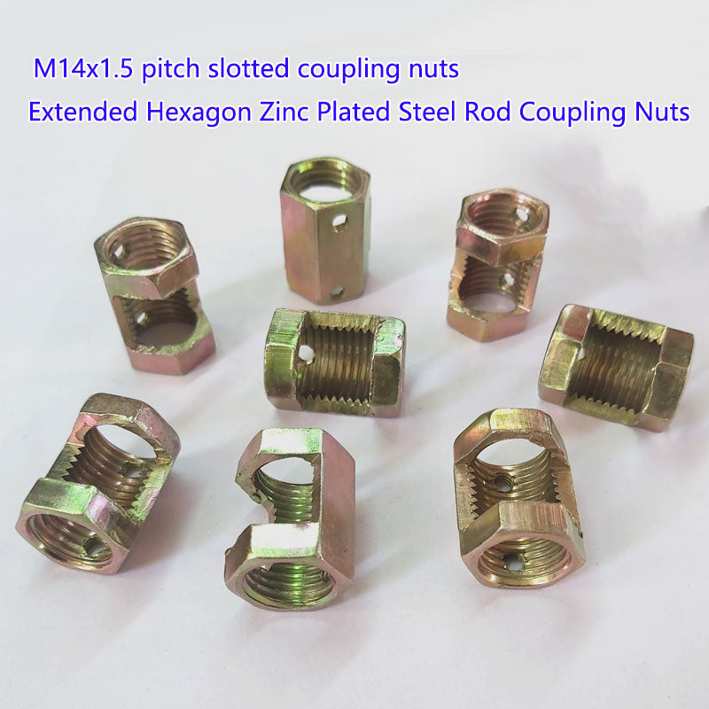 M12 M14 slotted hex coupling nuts Iron Hexagon Conversion  Nut  Fastener  Rod Connector  Extension Rod Splicing