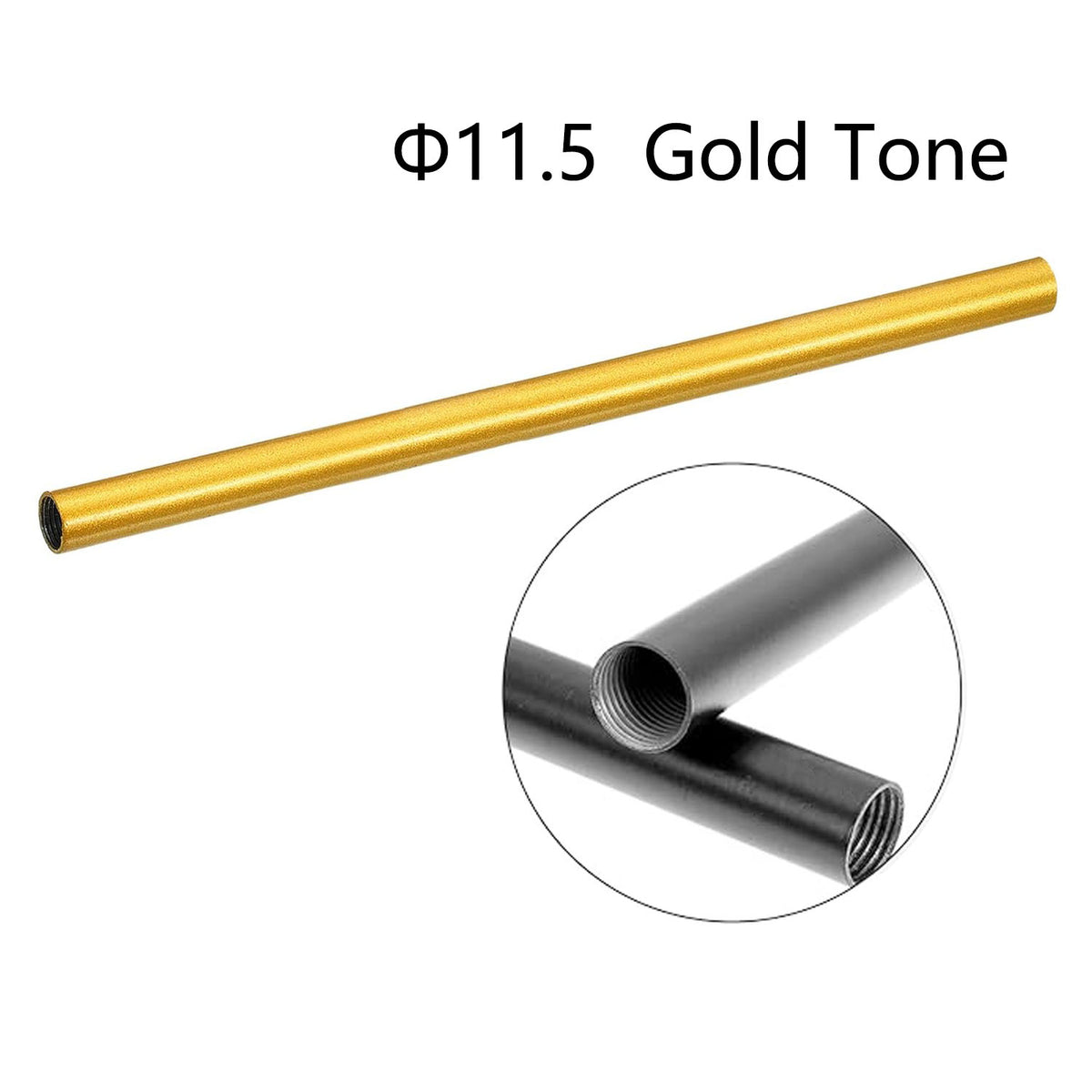 Φ11.5 Gold Tone  M10 Female Thread Tube Threaded Extension Rod,  Lamp Pipe Light Fixture Parts for Pendant Light Pole Lighting Chandeliers Stem