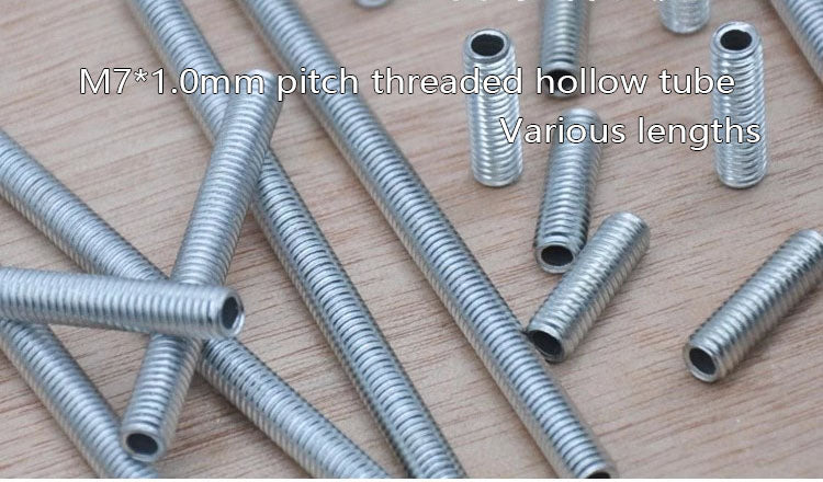 M7 threaded hollow tube pipe stem zinc plated silver tone