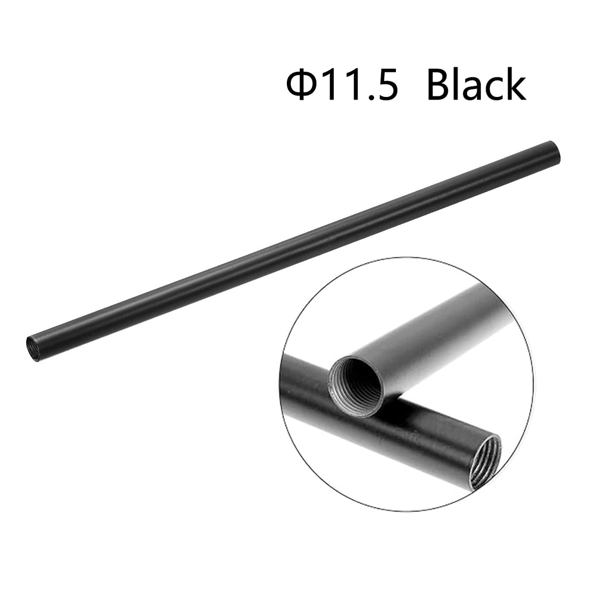 Φ11.5 Black M10 Female Thread Tube Threaded Extension Rod,  Lamp Pipe Light Fixture Parts for Pendant Light Pole Lighting Chandeliers Stem