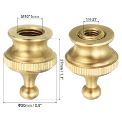 Brass Lamp Finials Cap Knob,  1.1" Tall Round Lamp Screw Holder Tapped 1/4-27 for Table and Floor Lamp Shade Decorations