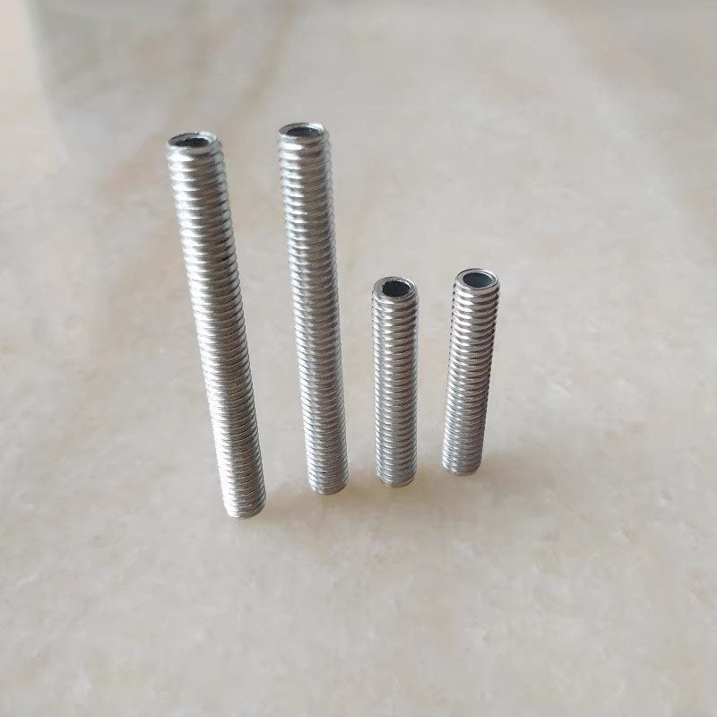 M6 threaded hollow tube pipe  lamp pipe nipple zinc plated silver tone