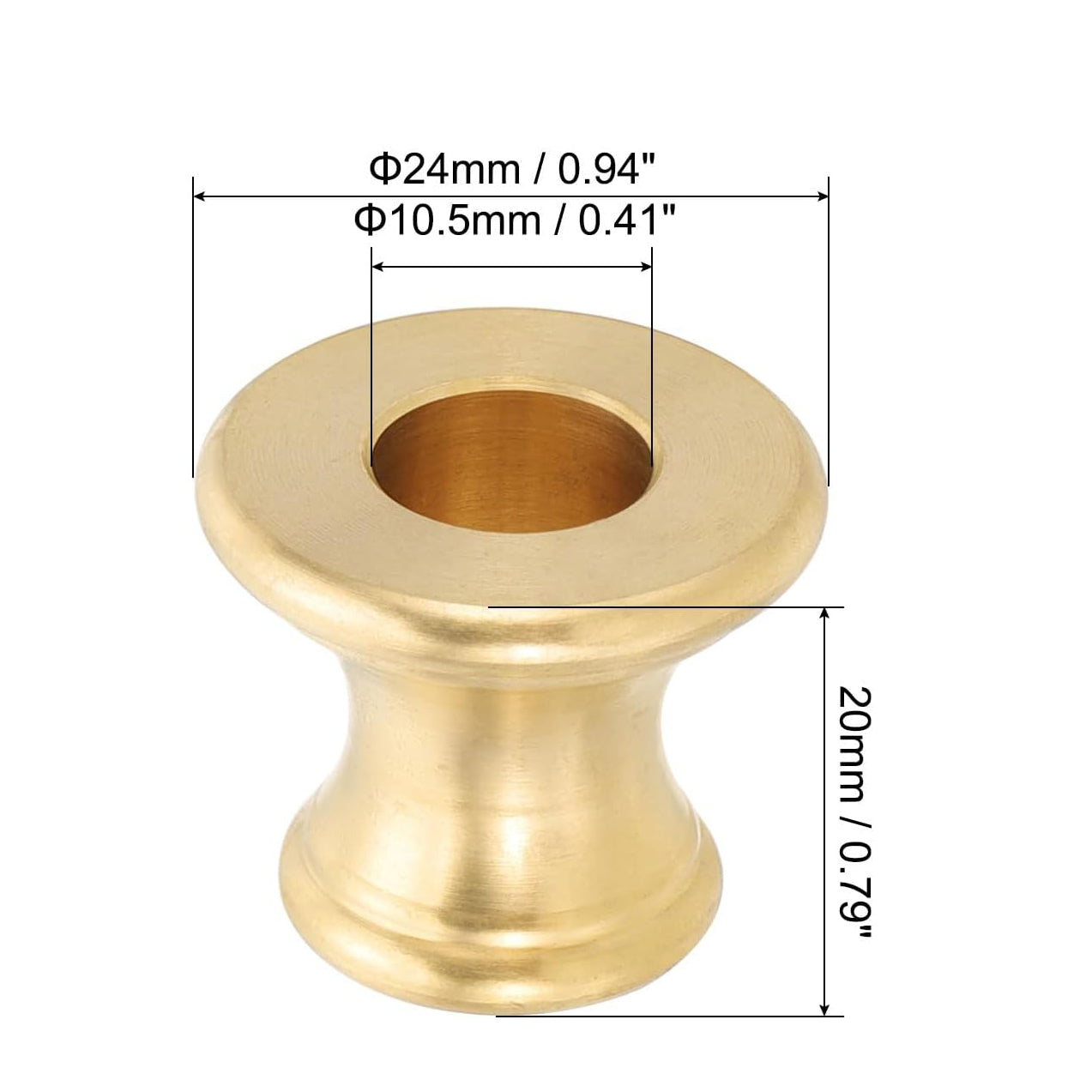 Lamp Solid Brass Neck,  Turned Brass Spindle Slips Lamp Finial Pipe Light Fixture for 1/8 IP or M10 Lamp Rod Light Repair Decoration, 24x20mm