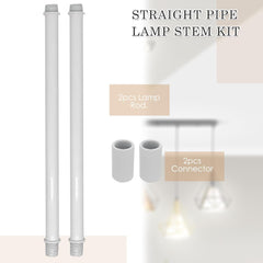 White M10 Straight Pipe Lamp Stem Kit Double Heads Threaded Tube