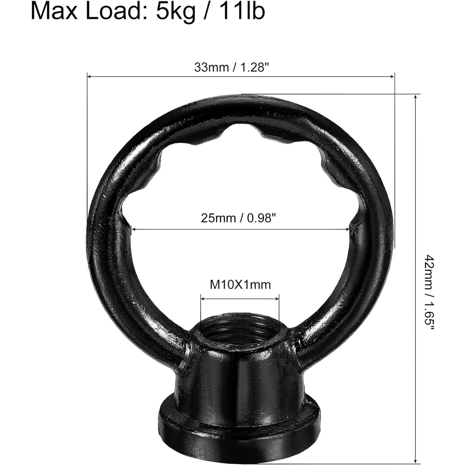 Eye Nut 5kg Max Load M10 Thread Ring Shape Female Loop for Hanging Lamp Chandelier