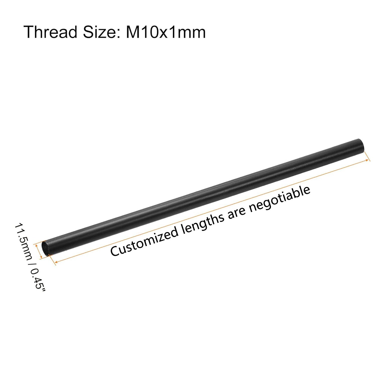 Φ11.5 Black M10 Female Thread Tube Threaded Extension Rod,  Lamp Pipe Light Fixture Parts for Pendant Light Pole Lighting Chandeliers Stem