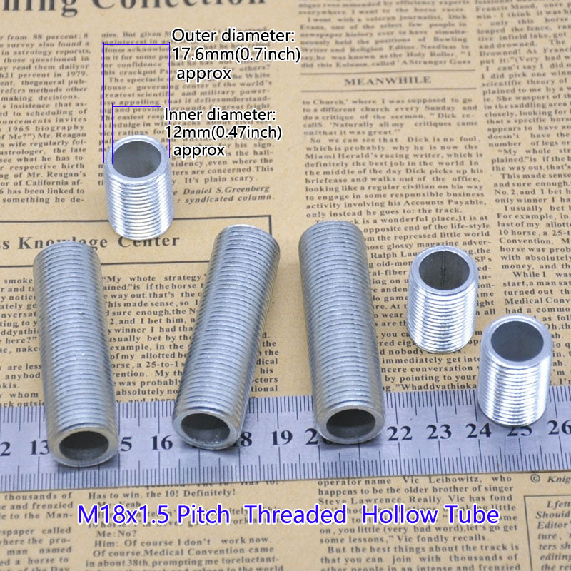 M18x1.5 threaded hollow tube  pipe  rod, Center hole to pass wires through