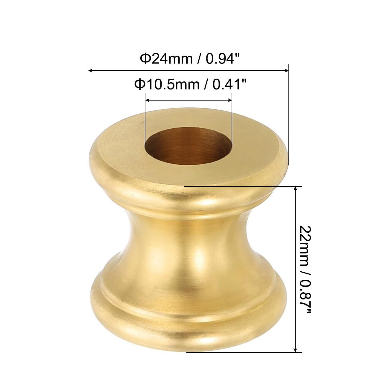 Lamp Solid Brass Neck,  Turned Brass Spindle Slips Lamp Finial Pipe Light Fixture for 1/8 IP or M10 Lamp Rod Light Repair Decoration, 24x22mm