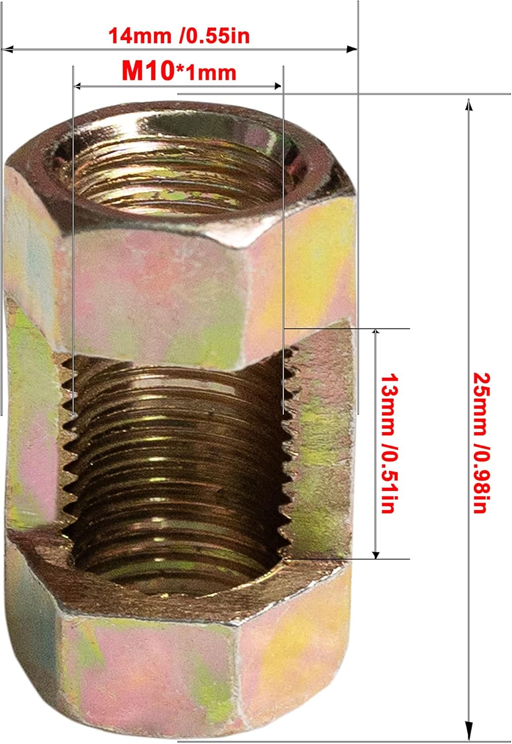 M10 slotted hex coupling nuts Iron Hexagon Conversion  Nut  Fastener  Rod Connector Threaded Tube Splicing, Lighting Extension Rod Splicing, Screw Splicing