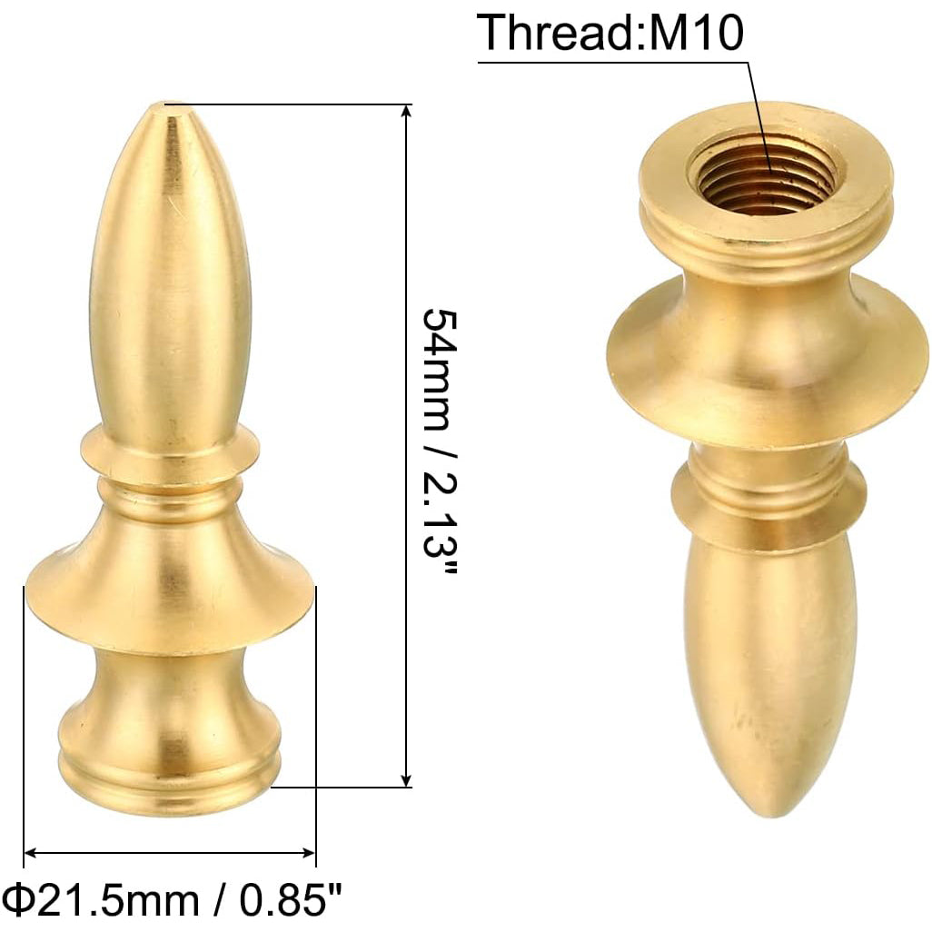 M10 Thread Lamp Finial Cap Knob, Brass Lamp Shade Harp Top Screw Caps Decoration Light Fixture for Table Lamps Floor Lamps 21.5x54mm