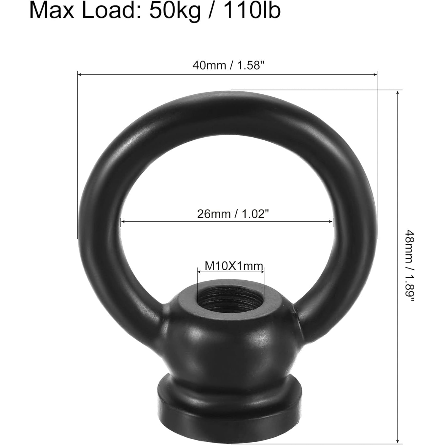 Eye Nut 50kg Max Load M10 Thread Ring Shape Female Loop for Hanging Lamp Chandelier