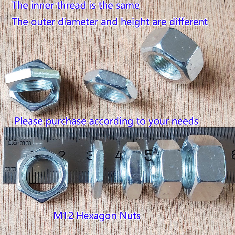 M12  Carbon Steel  Hex Nuts,  Metric Fine  Coarse Thread Zinc Plated Finished Hardware Hexagon Nut