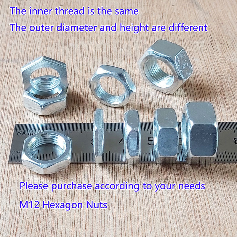 M12  Carbon Steel  Hex Nuts,  Metric Fine  Coarse Thread Zinc Plated Finished Hardware Hexagon Nut