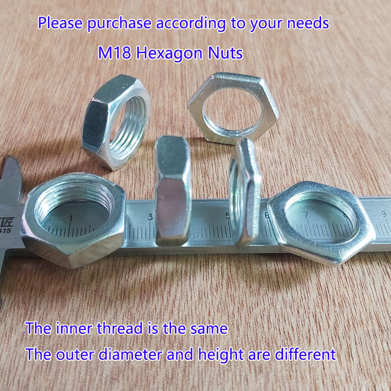 M18 Carbon Steel  Hex Nuts,  Metric Thread Zinc Plated Finished Hardware Hexagon Nuts