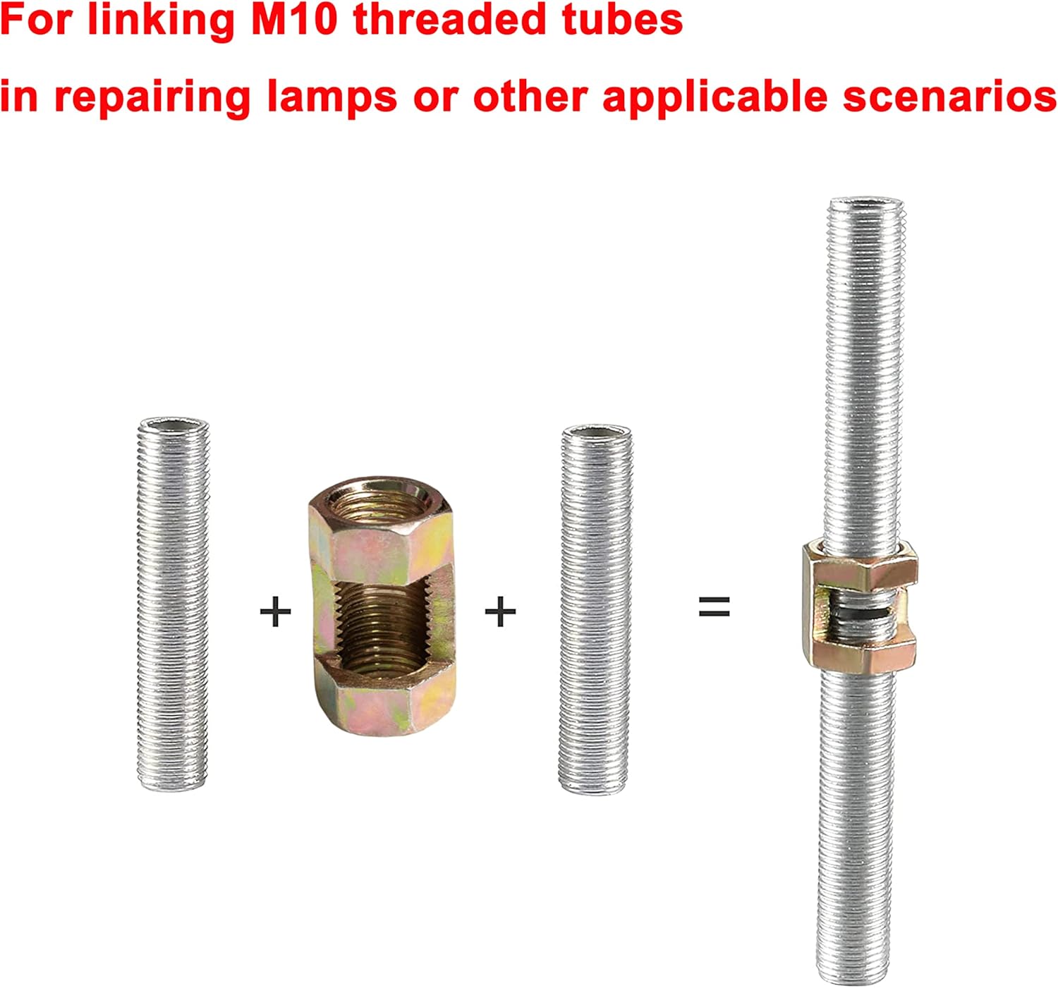 M10 slotted hex coupling nuts Iron Hexagon Conversion  Nut  Fastener  Rod Connector Threaded Tube Splicing, Lighting Extension Rod Splicing, Screw Splicing