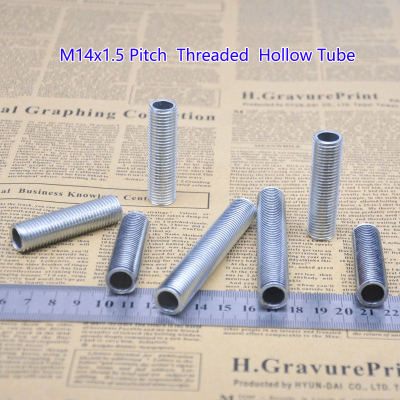 M14x1.5 threaded hollow pipe  thread tube pole, Center hole to pass wires through