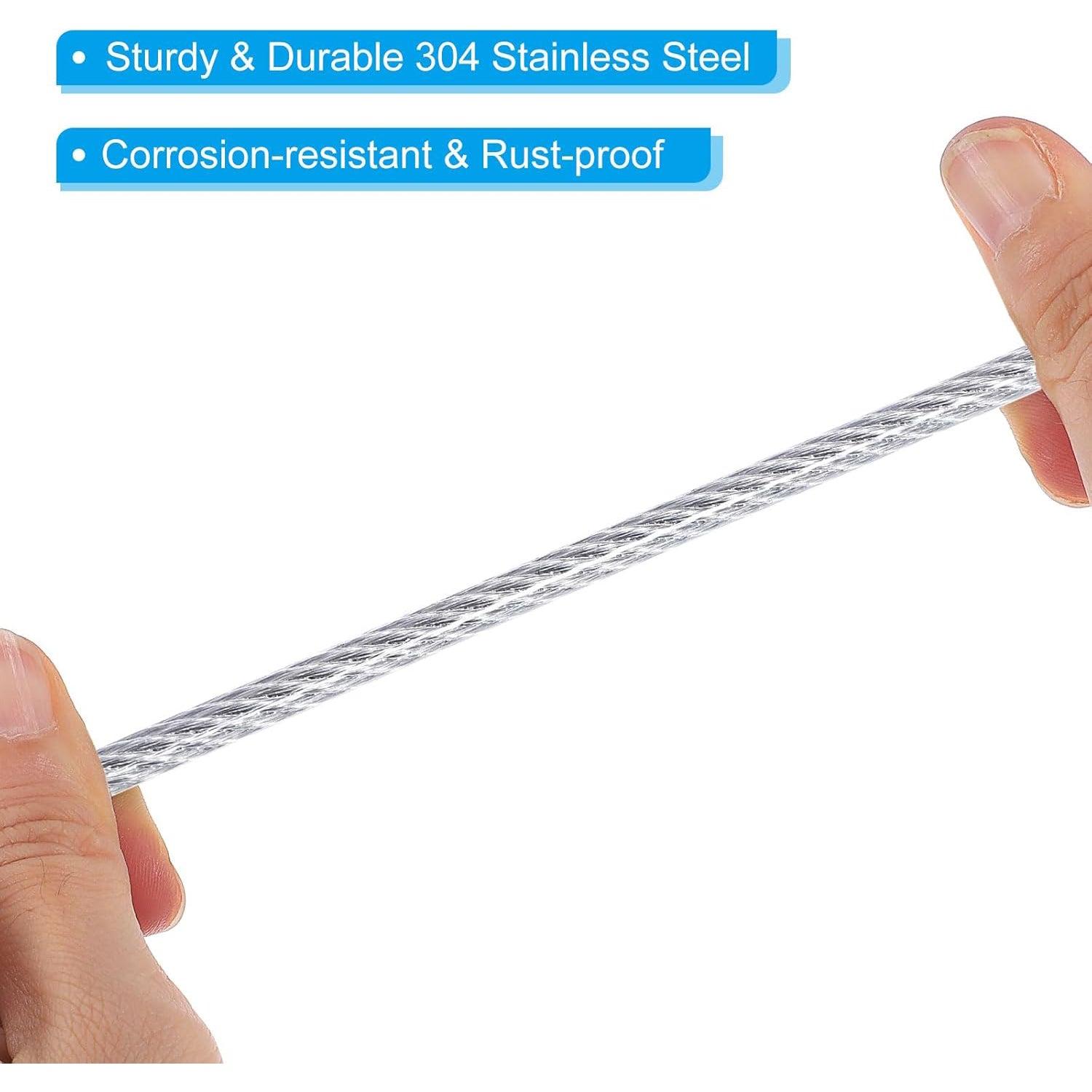 Stainless Steel Safety Cable  Flexible Security Wire Rope Lock Double Loops with Hook for Stage Lighting Luggage, Silver