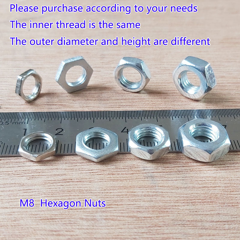 M8  Carbon Steel  Hex Nuts,  Metric Fine  Coarse Thread Zinc Plated Finished