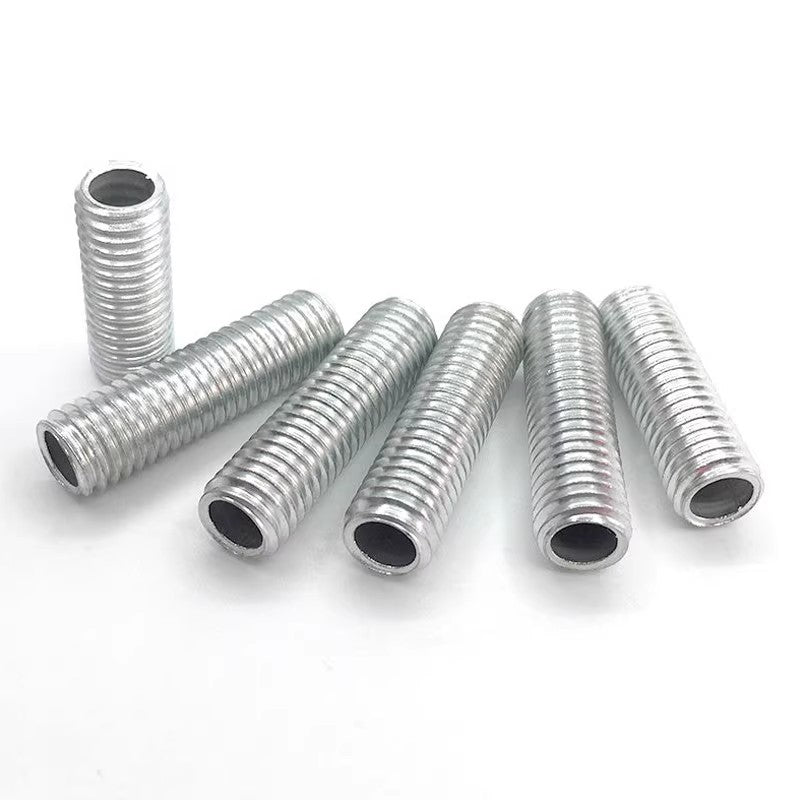 M10*1 Threaded  Hollow  Tube Lamp Pipe Nipple Male Full Outer Threaded Tube Hollow Rod 10mm Metric M10  Thread 1mm Fine Pitch Zinc Plated Iron