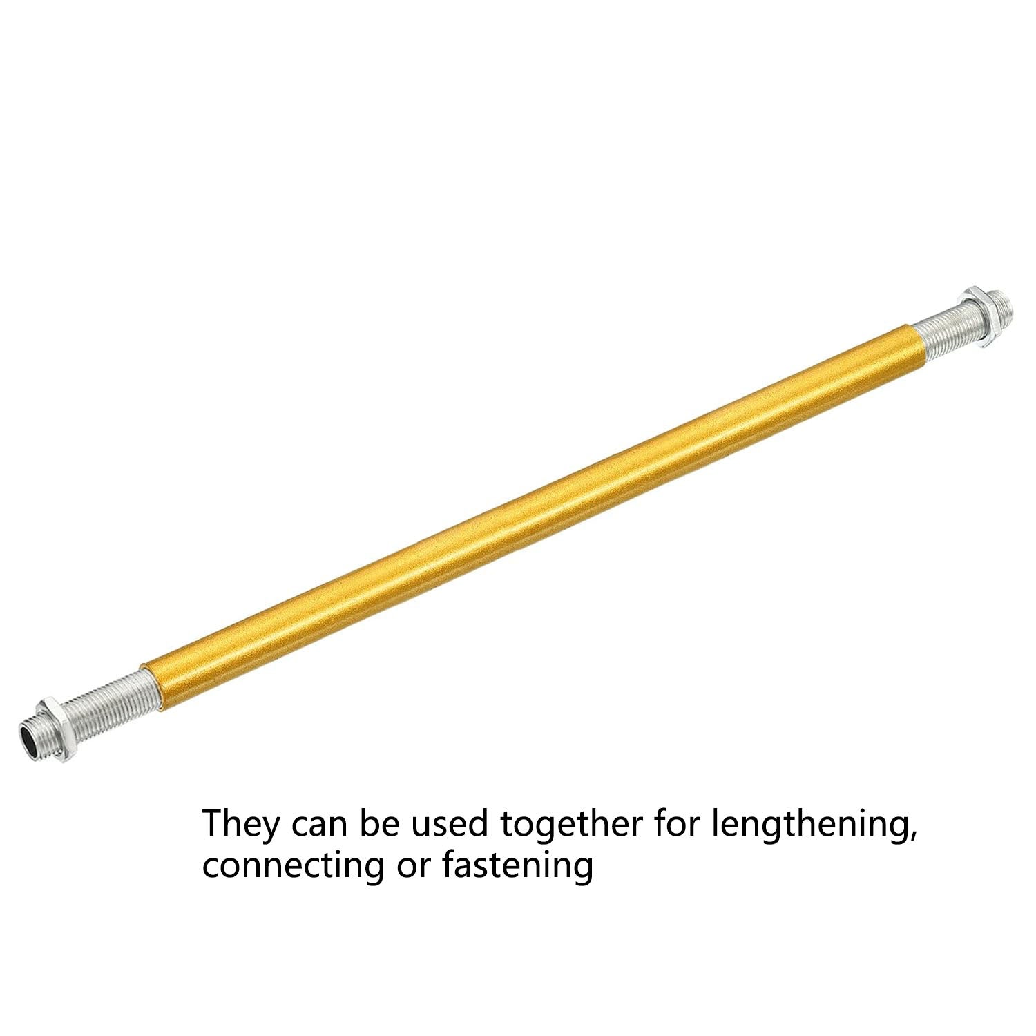 Φ11.5 Gold Tone  M10 Female Thread Tube Threaded Extension Rod,  Lamp Pipe Light Fixture Parts for Pendant Light Pole Lighting Chandeliers Stem