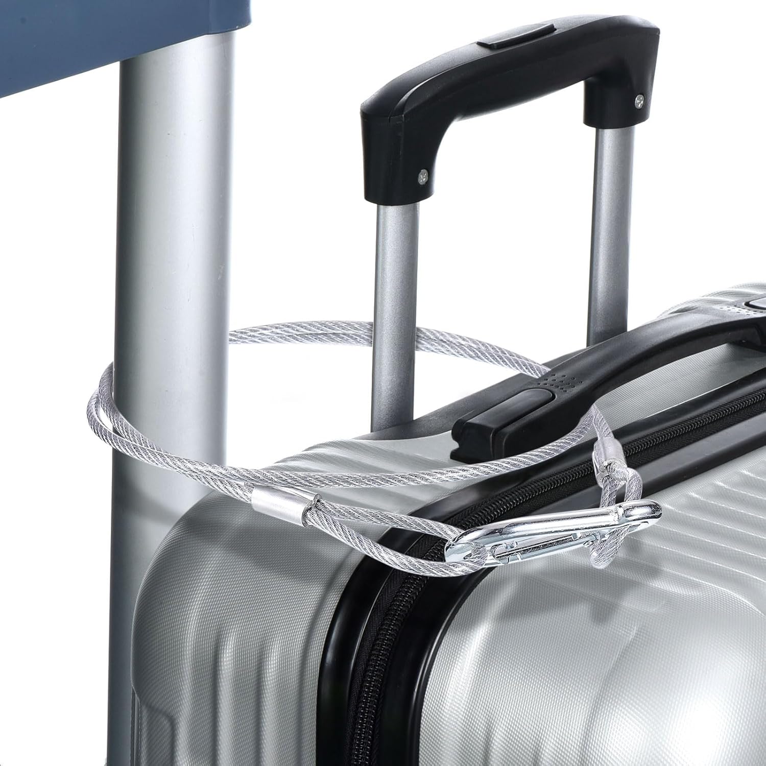 Stainless Steel Safety Cable  Flexible Security Wire Rope Lock Double Loops with Hook for Stage Lighting Luggage, Silver
