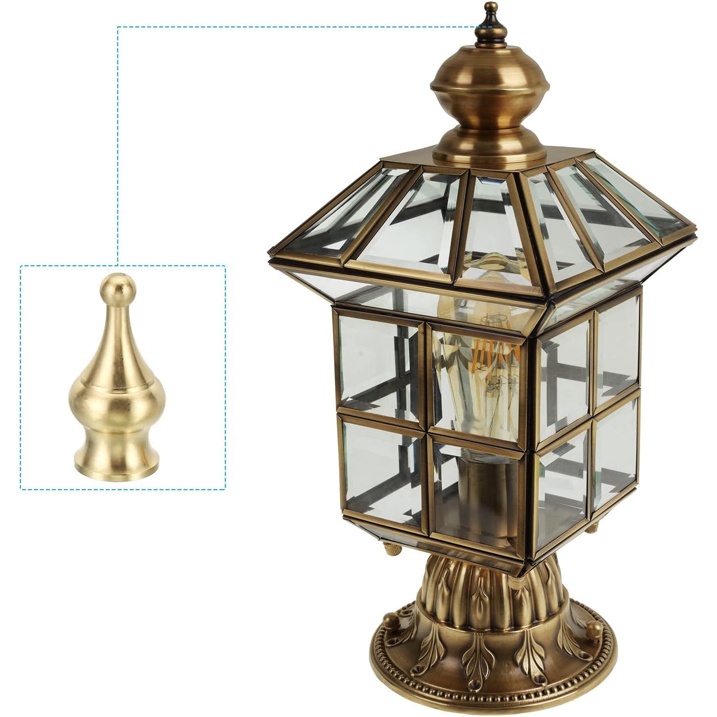 Tall Brass Lamp Finials Cap Knob, 1.8"  Lamp Screw Holder Tapped 1/4-27 for Table and Floor Lamp Shade Decorations