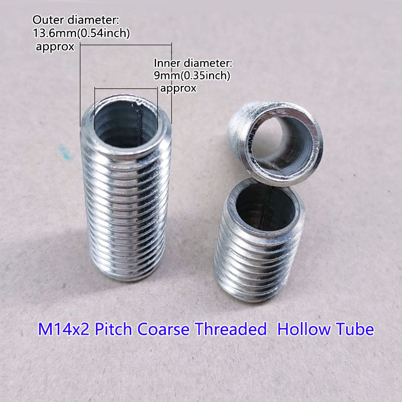 M14x2 threaded hollow pipe coarse thread tube bar, Center hole to pass wires through