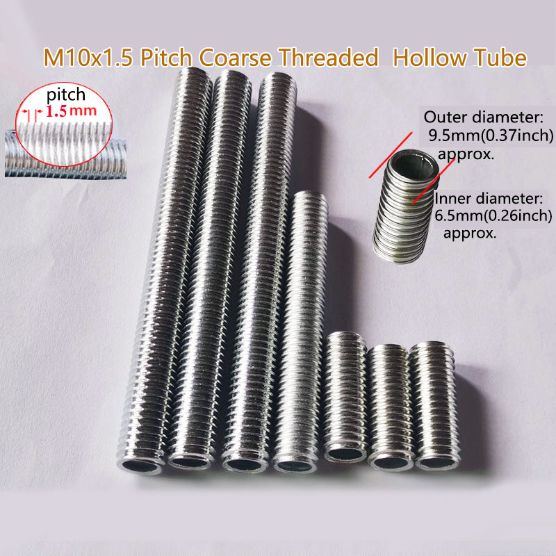 M10x1.5 coarse threaded hollow tube pipe rod  full outer threaded wire through