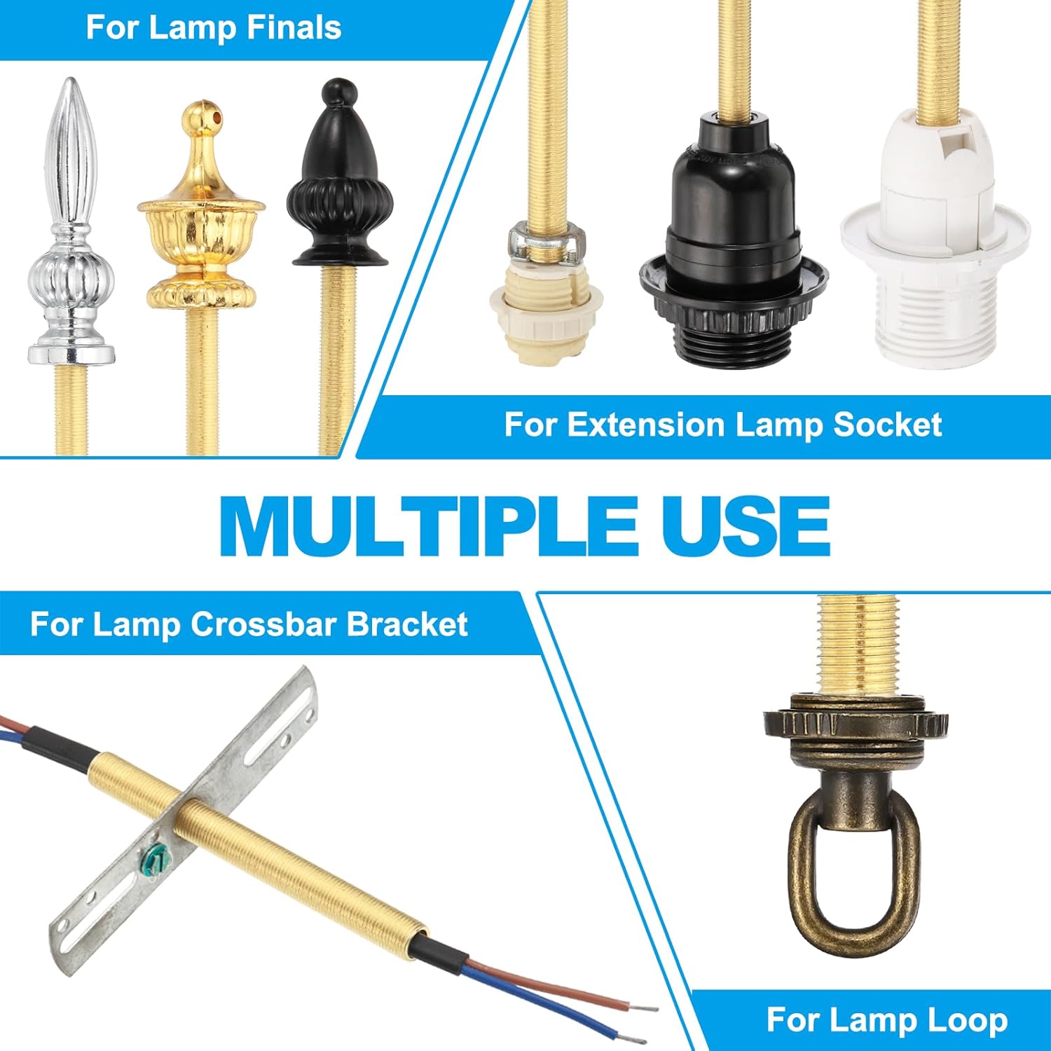 Fully Threaded Rods  Studs  1/8IP Standard Thread Brass Lamp Pipe Nipple,  Hollow Tube Adapter Coupler Connector Pipe Fitting Hardware