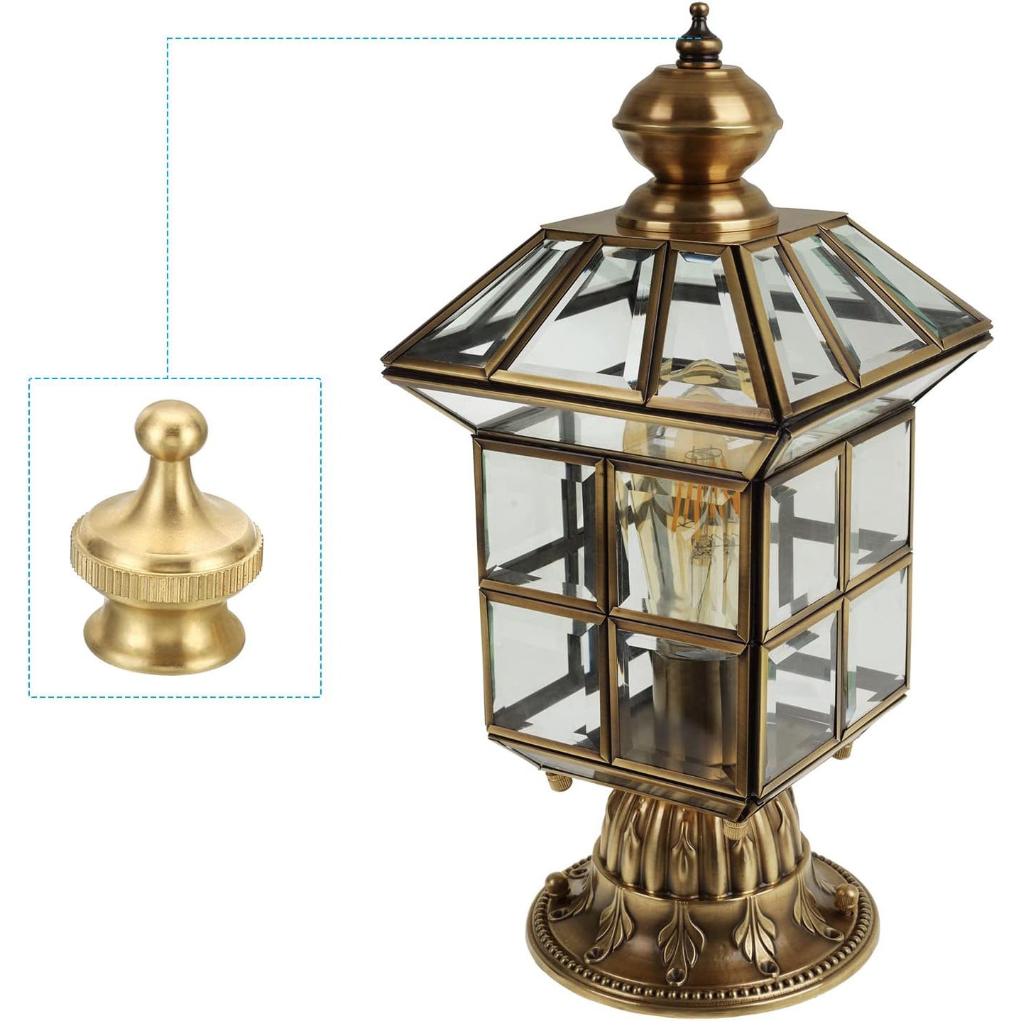 Brass Lamp Finials Cap Knob,  1.1" Tall Round Lamp Screw Holder Tapped 1/4-27 for Table and Floor Lamp Shade Decorations