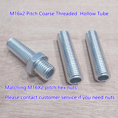 M16x2 threaded hollow pipe coarse thread tube rod, Center hole to pass wires through