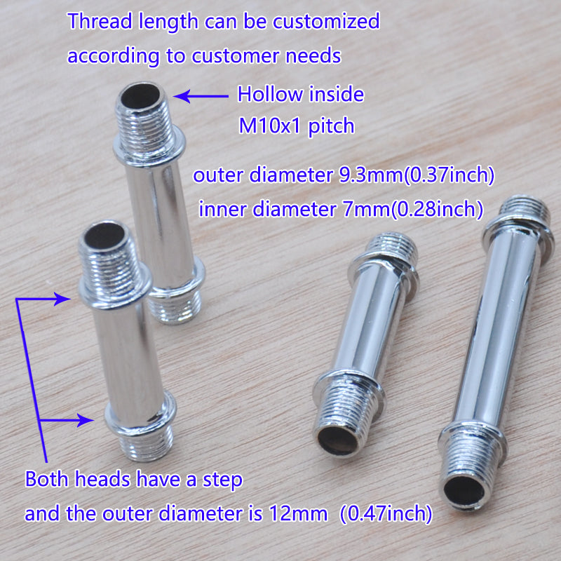 M10 double heads threaded tube Pipe Nipple Threaded on Both Ends  tube rod Lamp Straight Downrods and Stems