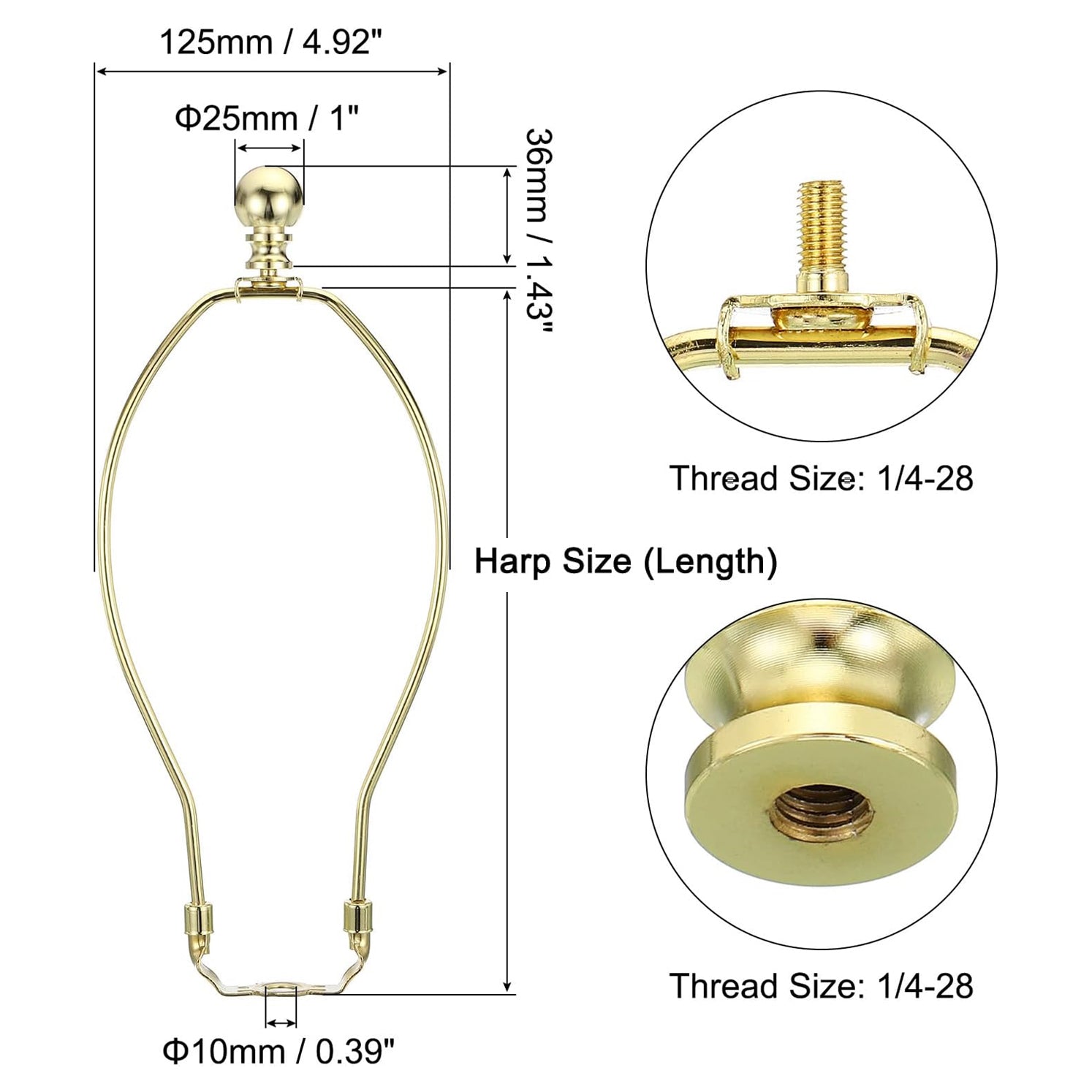 Lamp Harp Kit with Finial,  Detachable Lamp Shade Bracket Holder, DIY Lighting Accessories for Table Lamps Floor Lamps