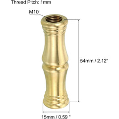 M10 Solid Brass Lamp Neck, Threaded Turned Brass Spindle Slips Lamp Finial Pipe Coupling for Lamp Decoration
