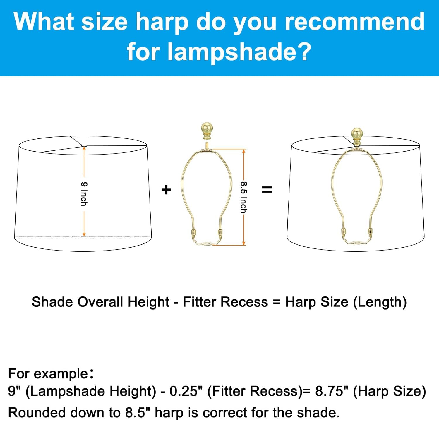 Lamp Harp Kit with Finial,  Detachable Lamp Shade Bracket Holder, DIY Lighting Accessories for Table Lamps Floor Lamps