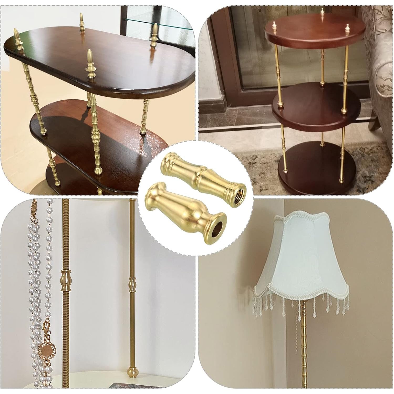 M10 Solid Brass Lamp Neck, Threaded Turned Brass Spindle Slips Lamp Finial Pipe Coupling for Lamp Decoration