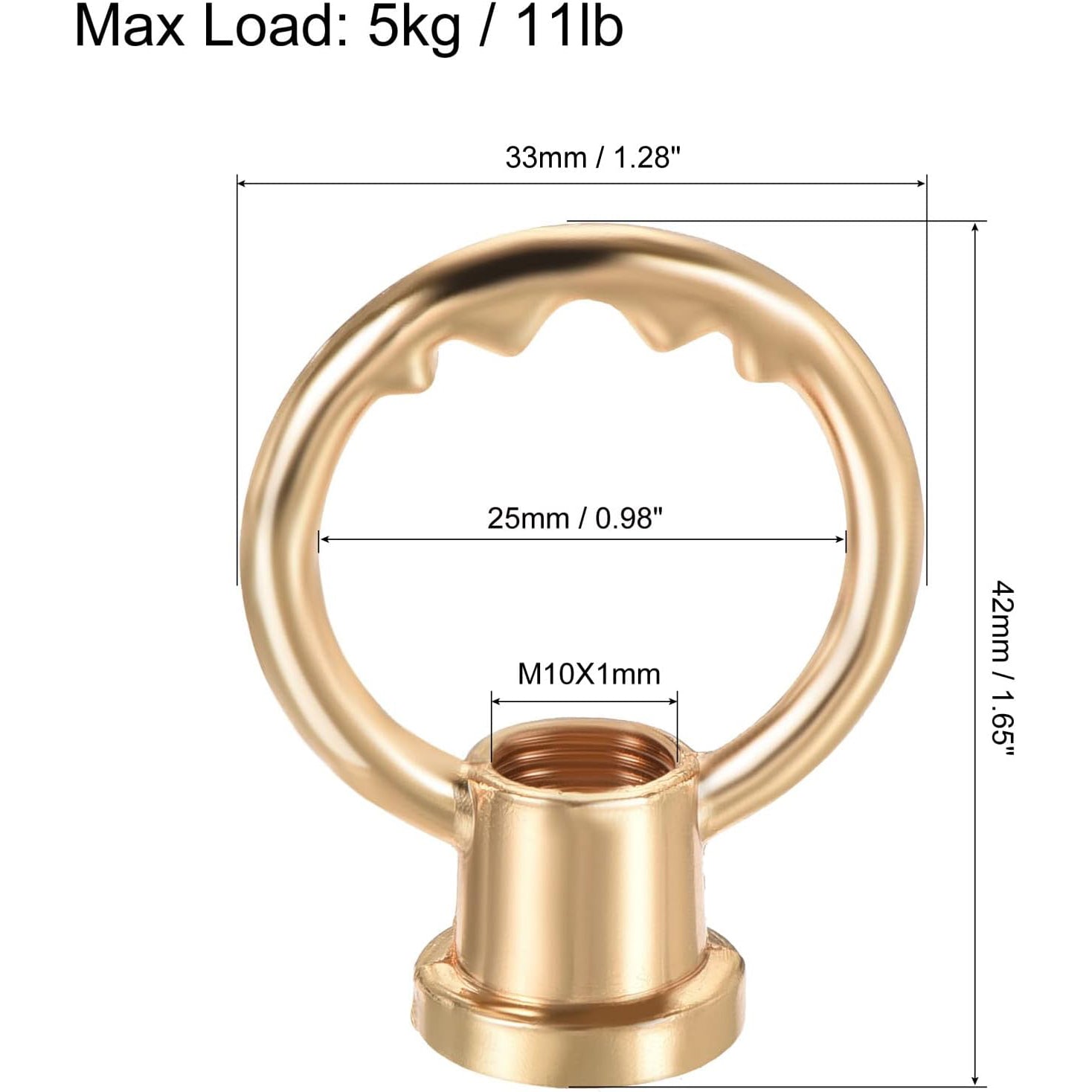 Eye Nut 5kg Max Load M10 Thread Ring Shape Female Loop for Hanging Lamp Chandelier