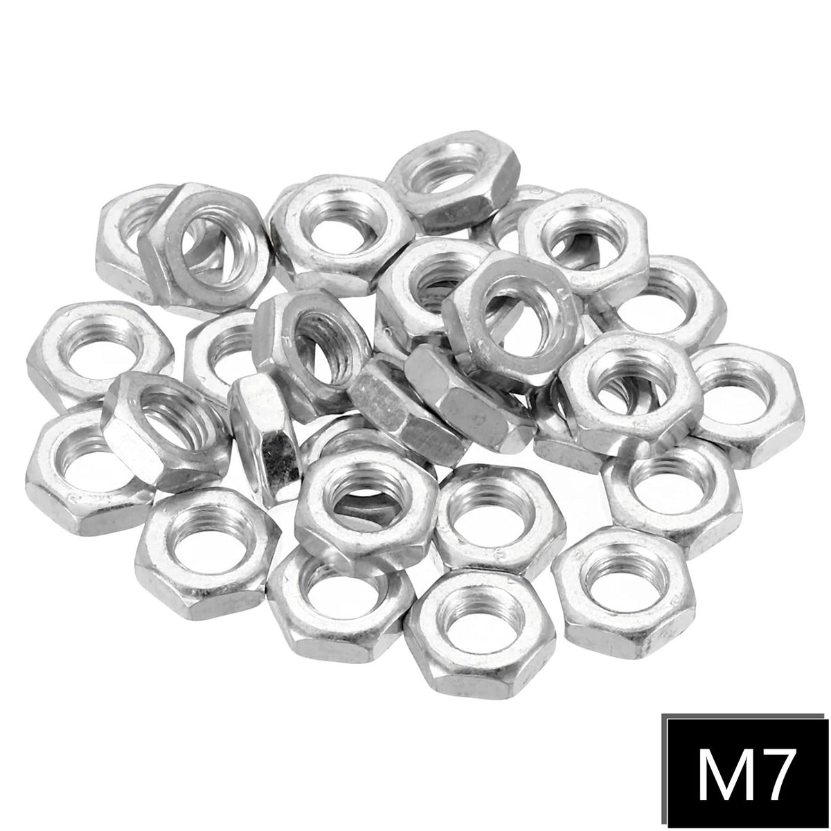 M7 x 1.0 Steel Hex Nuts  M7 Female Thread Metal  Screw Fastener