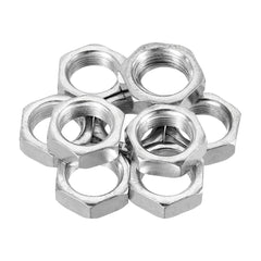 M16 Hex Nuts Metric Fine Coarse Thread Hexagon Nut, Carbon Steel, Silver Tone