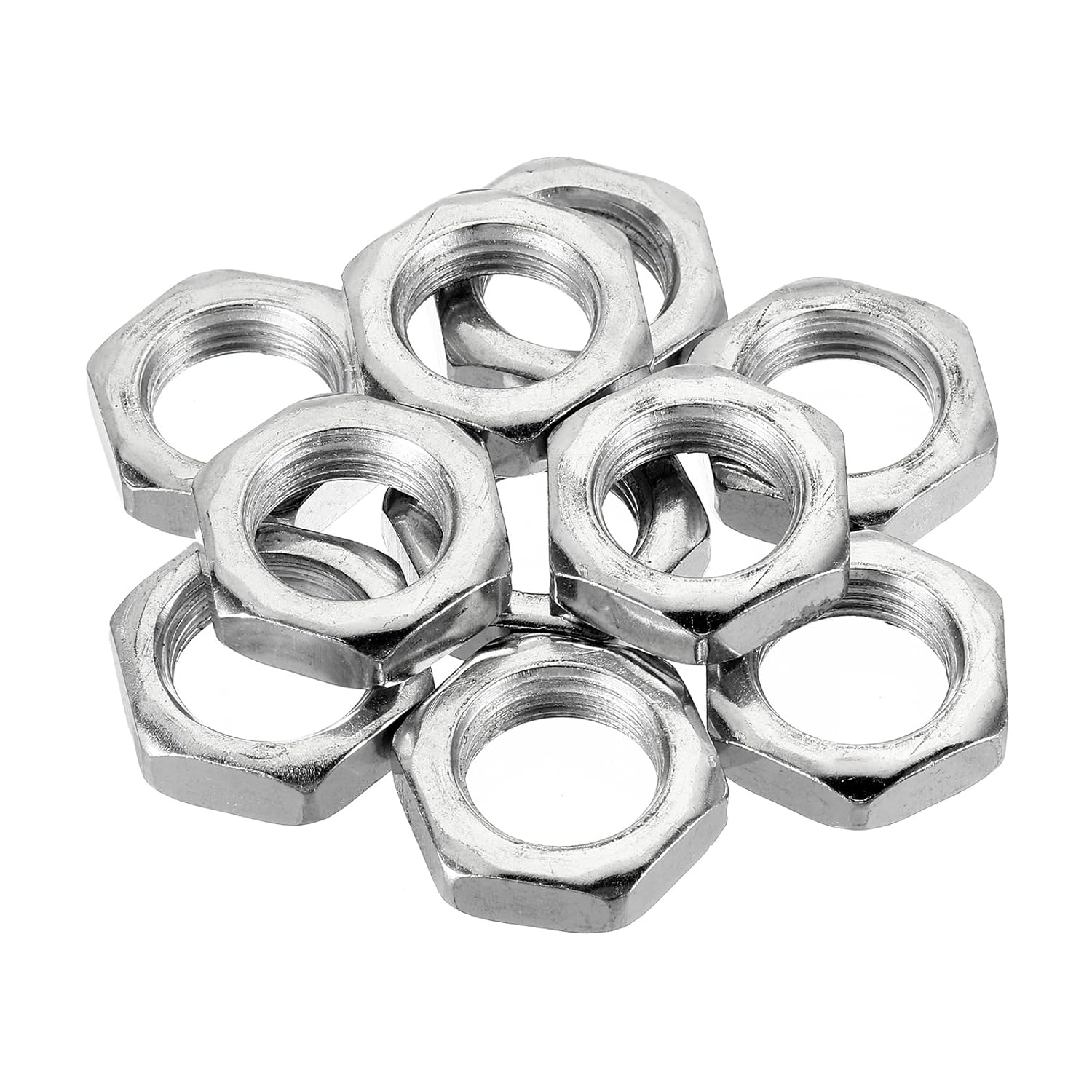 M20 Hex Nuts Metric  Thread Hexagon Nut, Carbon Steel, Silver Tone