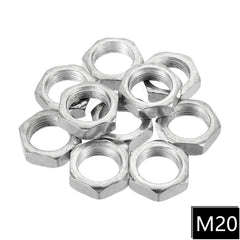 M20 Hex Nuts Metric  Thread Hexagon Nut, Carbon Steel, Silver Tone