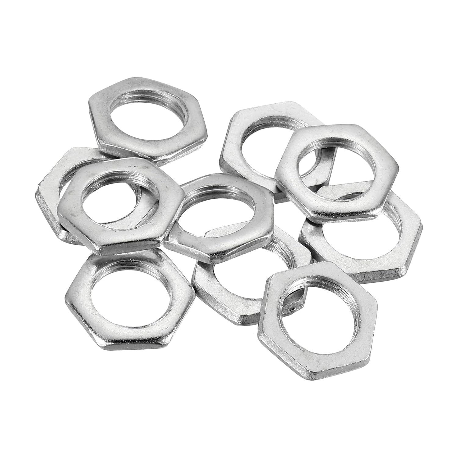 M16 Hex Nuts Metric Fine Coarse Thread Hexagon Nut, Carbon Steel, Silver Tone