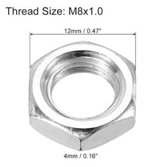 M8  Carbon Steel  Hex Nuts,  Metric Fine  Coarse Thread Zinc Plated Finished