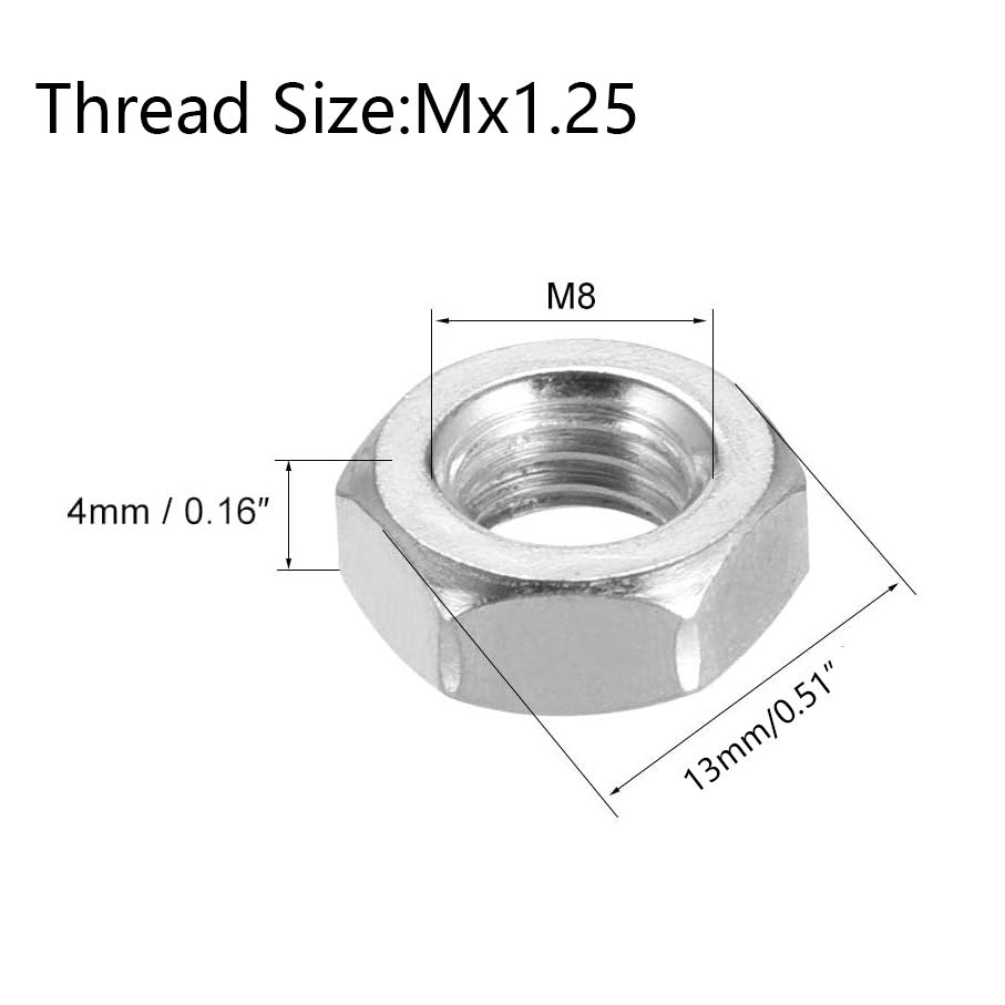 M8  Carbon Steel  Hex Nuts,  Metric Fine  Coarse Thread Zinc Plated Finished