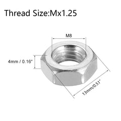 M8  Carbon Steel  Hex Nuts,  Metric Fine  Coarse Thread Zinc Plated Finished