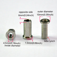 M8 Tall Round Head Hollow Screw Bolts Flat Side Through Hole Bolt Chandelier Fasteners Milled Edge On Both Sides