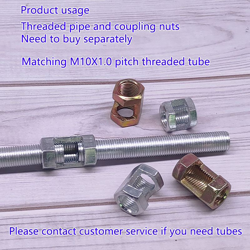 M10 slotted hex coupling nuts Iron Hexagon Conversion  Nut  Fastener  Rod Connector Threaded Tube Splicing, Lighting Extension Rod Splicing, Screw Splicing