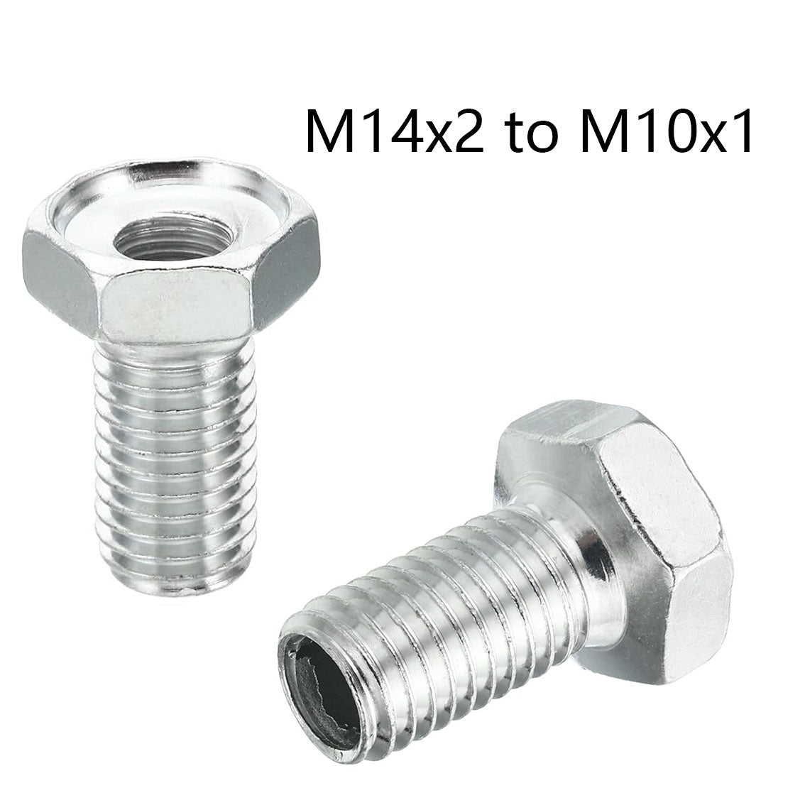 M14x2 to M10x1 Hex Hollow Bolts Hex Thread Reducing Connector,  Hollow Bolt Reducing Nut Screw Sleeve Through Hole Fasteners Adapter Reducer Hardware